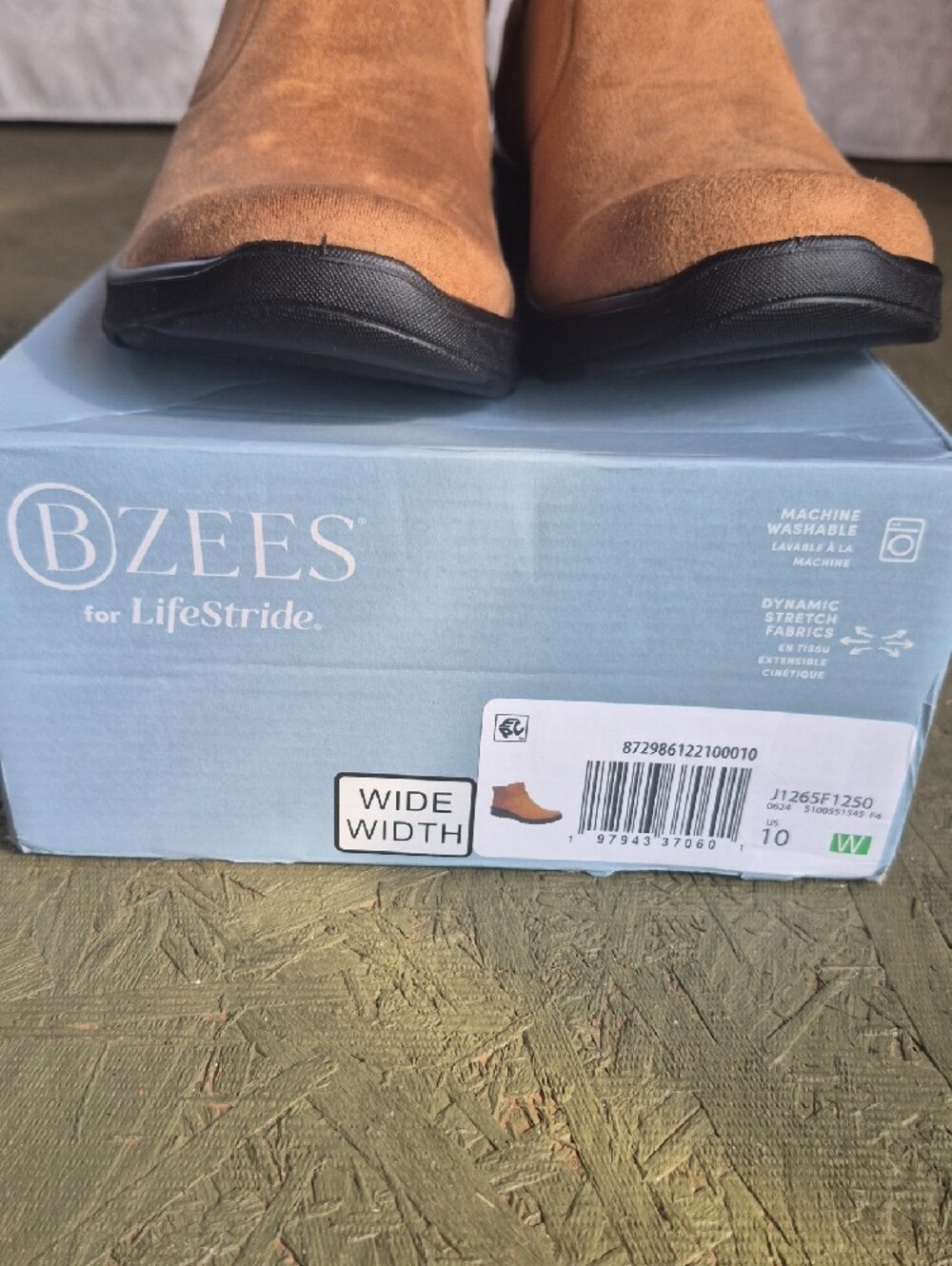 Bzees Tan Suede Ankle Booties with Black Wedge Sole - Picture 2 of 8